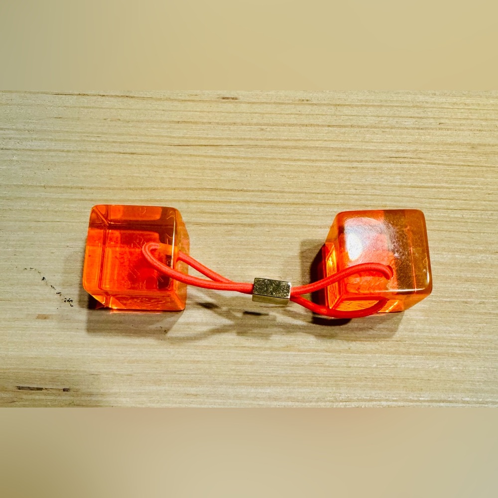 Authentic Louis Vuitton hair cube clear monogram orange Pink hair elastic - Picture 3 of 5